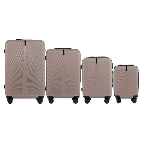 Tmavobéžová 4dielna sada škrupinových kufrov SWAN SN120-4, Set of 4 suitcases (L, M, S, XS) Wing