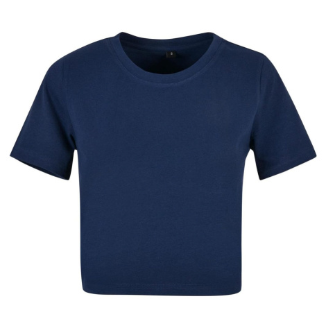 Build Your Brand Dámske crop top tričko s krátkym rukávom - Svetlá námornícka modrá