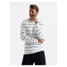 Ombre Men's casual sweater with horizontal stripes - cream