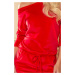 Červené dámske velúrové športové šaty so zaväzovaním a kapsičkami 13-135