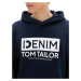 TOM TAILOR DENIM Mikina  tmavomodrá / šedobiela