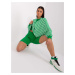 Green and white women's casual set with cycling shoes