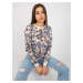 Ecru-blue sweatshirt with oriental patterns without hood