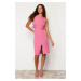 Trendyol Fuchsia Cut Out Detailed Sleeveless Fitted/Fitted Midi Woven Dress