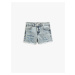 Koton Denim shorts with pockets, frayed details with frayed edges, and an adjustable elasticated