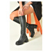 Fox Shoes Black Women's Thick Heeled Daily Boots