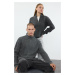 Trendyol Dark Gray Casual Regular Fit Couple/Double Half Turtleneck Zipper Collar Sweater