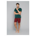 Men's pyjamas Narwik, short sleeves, short legs - green/print