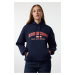 Trendyol Navy Blue Thick Fleece City Printed Oversize/Wide Fit Knitted Sweatshirt