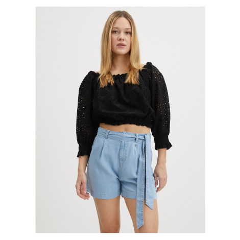 Čierny dámsky vzorovaný crop top Guess Rafa