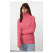 Trendyol Fuchsia Wide Fit Soft Textured Basic Knitwear Sweater