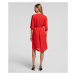 Šaty Karl Lagerfeld Silk Dress W/ Detachable Tie Červená