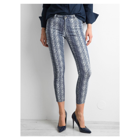 Blue trousers with animal prints