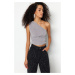 Trendyol Gray Crop Lined Shiny Knitted Bustier