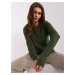 Khaki women's classic sweater with patterns