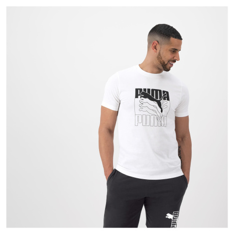 Pánske tričko na fitnes bavlnené s krátkym rukávom biele Puma