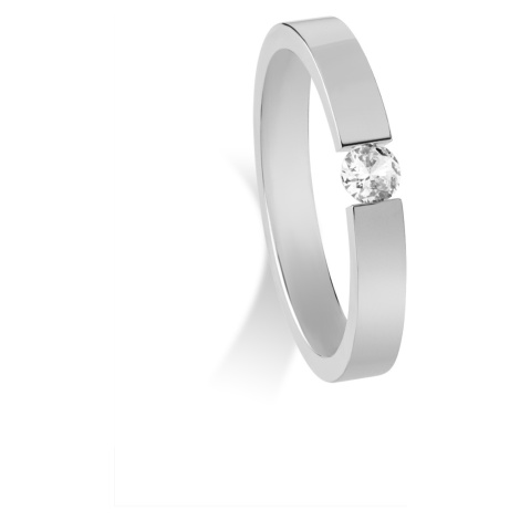 Troli Krásny oceľový prsteň s kryštálom 60 mm