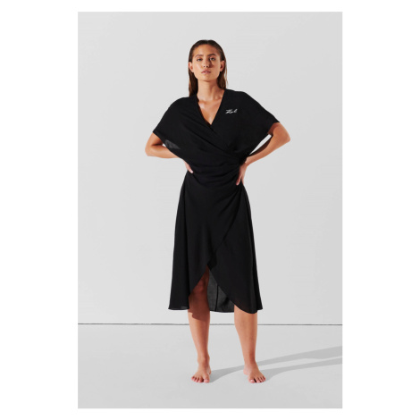 Plážové Oblečenie Karl Lagerfeld Karl Dna Wrap Beach Dress Black