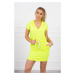 Tied dress with a hood of yellow neon color