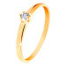 Zlatý prsteň 585 - okrúhly diamant čírej farby v šesťcípom kotlíku - Veľkosť: 60 mm