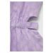 Dievčenské ľanové šaty United Colors of Benetton fialová farba, mini, áčkový strih