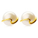 Zlaté 375 náušnice - kultivovaná biela perla, tenká zvlnená línia, puzetky