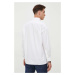 Bavlnená košeľa BOSS pánska, biela farba, voľný strih, s klasickým golierom