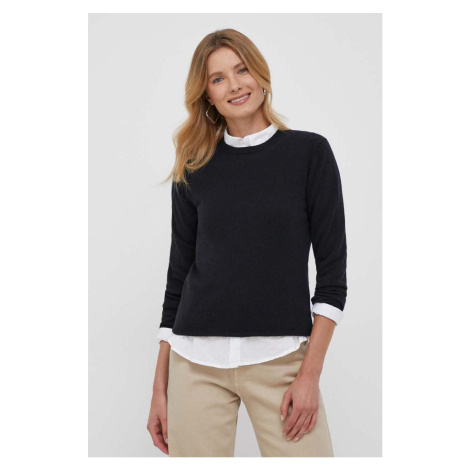 Vlnený sveter United Colors of Benetton dámsky, čierna farba, tenký