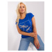 Cobalt blue women's blouse plus size with application