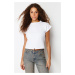 Trendyol White 100% Cotton Stopper Moon Sleeve Crop Knitted T-Shirt