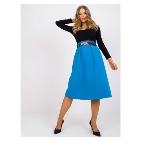 Light blue A-line midi skirt