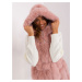 Light pink fur vest with hood