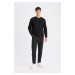 DEFACTO Slim Fit Straight Leg Waist Laced Pocket Pique Sweatpants