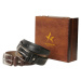 ALTINYILDIZ CLASSICS Men's Black-Brown Special Wooden Gift Boxed 2-Piece Suit Belt Groom's Pack