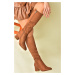 Fox Shoes Tan and Suede Women's Low Heeled Daily Boots