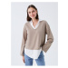 LC Waikiki Women's Shirt Collar Plain Long Sleeve Oversize Sweatshirt