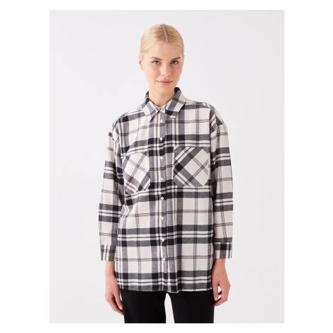 LC Waikiki Shirt Collar Plaid Long Sleeve Women's Tunic