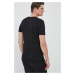 Bavlnené tričko Sisley čierna farba, jednofarebné