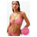 Trendyol Fuchsia Balconette Textured Bikini Top