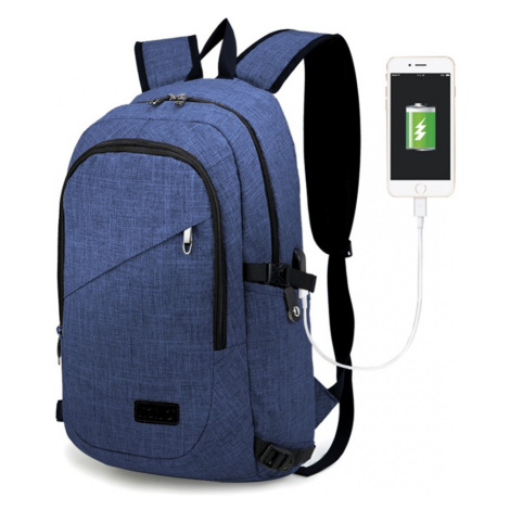 KONO unisex batoh s USB portom - modrý - 20L