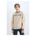 DEFACTO Boy Regular Fit Crew Neck Printed Thick Sweatshirt