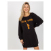 Black-orange long oversized sweatshirt with print