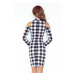 MM 008-2 Dress with turtleneck and long sleeves - BLACK AND WHITE CHECK