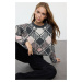 Trendyol Anthracite Wide Cut Crop Soft Textured Patterned Knitwear Sweater