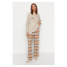Trendyol Brown-Multicolor Premium Cotton Plaid Woven Pajama Bottoms