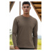 T8588 DEWBERRY BIKE COLLAR LONG SLEEVE T-SHIRT-PLAIN KHAKI