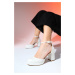 LuviShoes BOSTON Women's Pearl Skin Platform Heeled Shoes