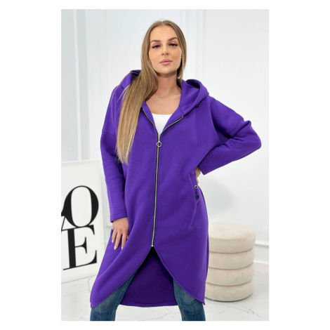 Long insulated sweatshirt dark purple