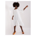 Ecru midi oversize dress with ruffle