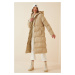 Happiness İstanbul Women's Cream Hooded Oversized Puffy Coat